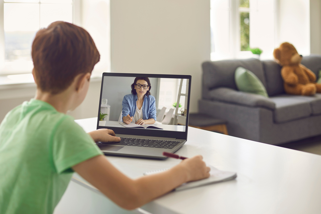 Online Learning. Remote Education. Home Schooling. Social Distance during Quarantine, Self-Isolation.